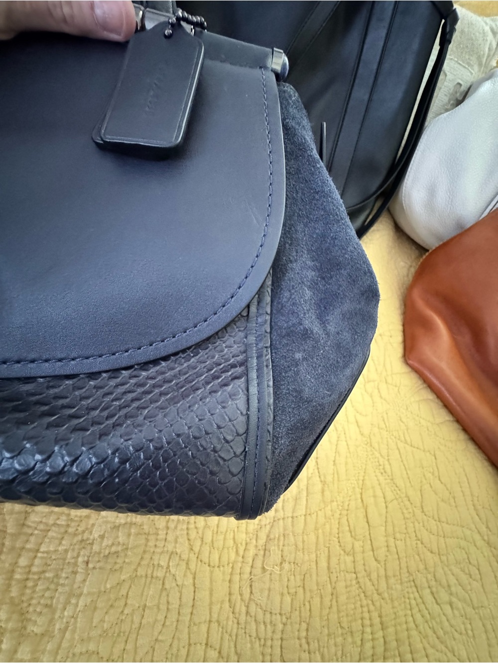 Coach Navy BlueLeather Satchel with Top Handle - Picture 3 of 7